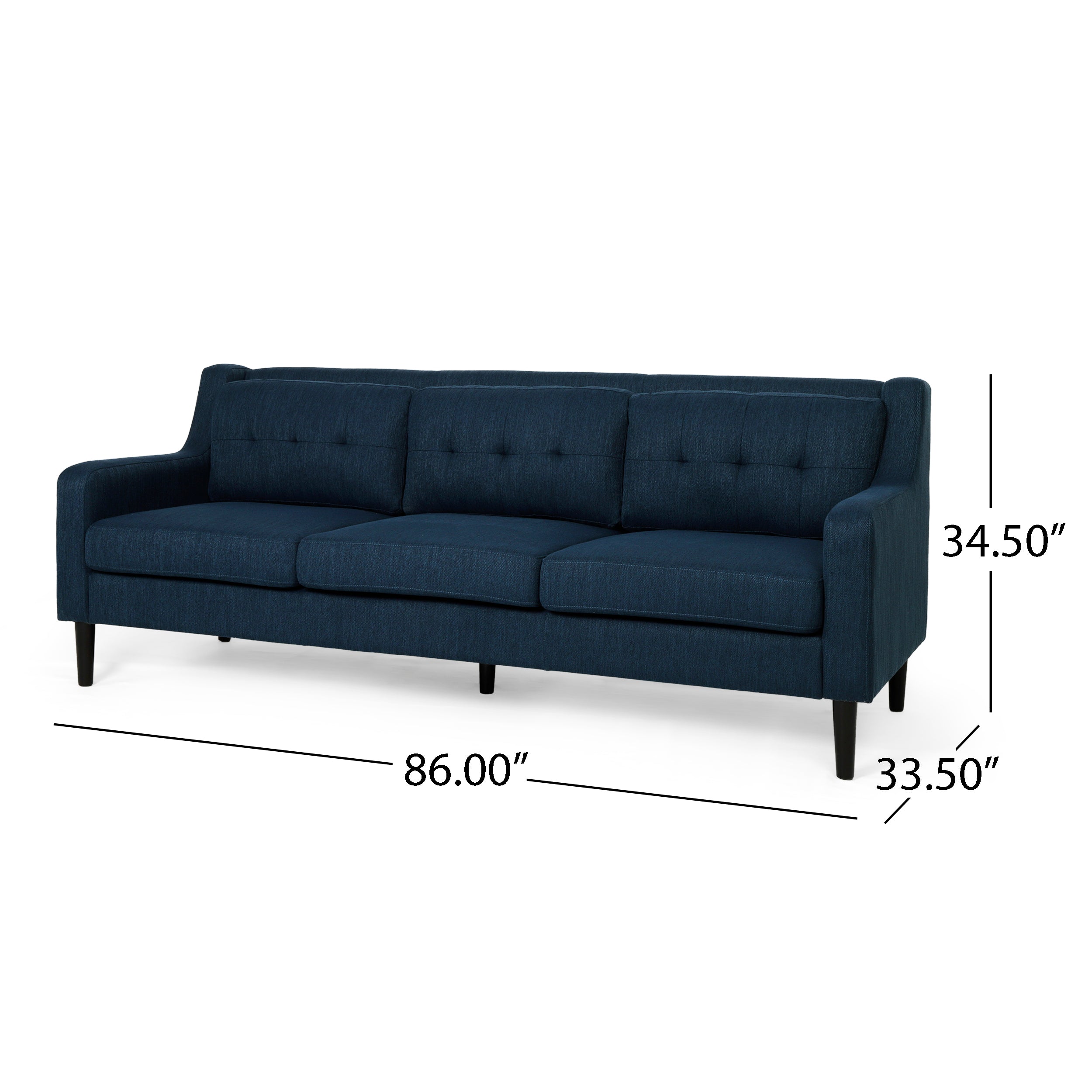 Daelynn Tufted Fabric 3 Seater Sofa