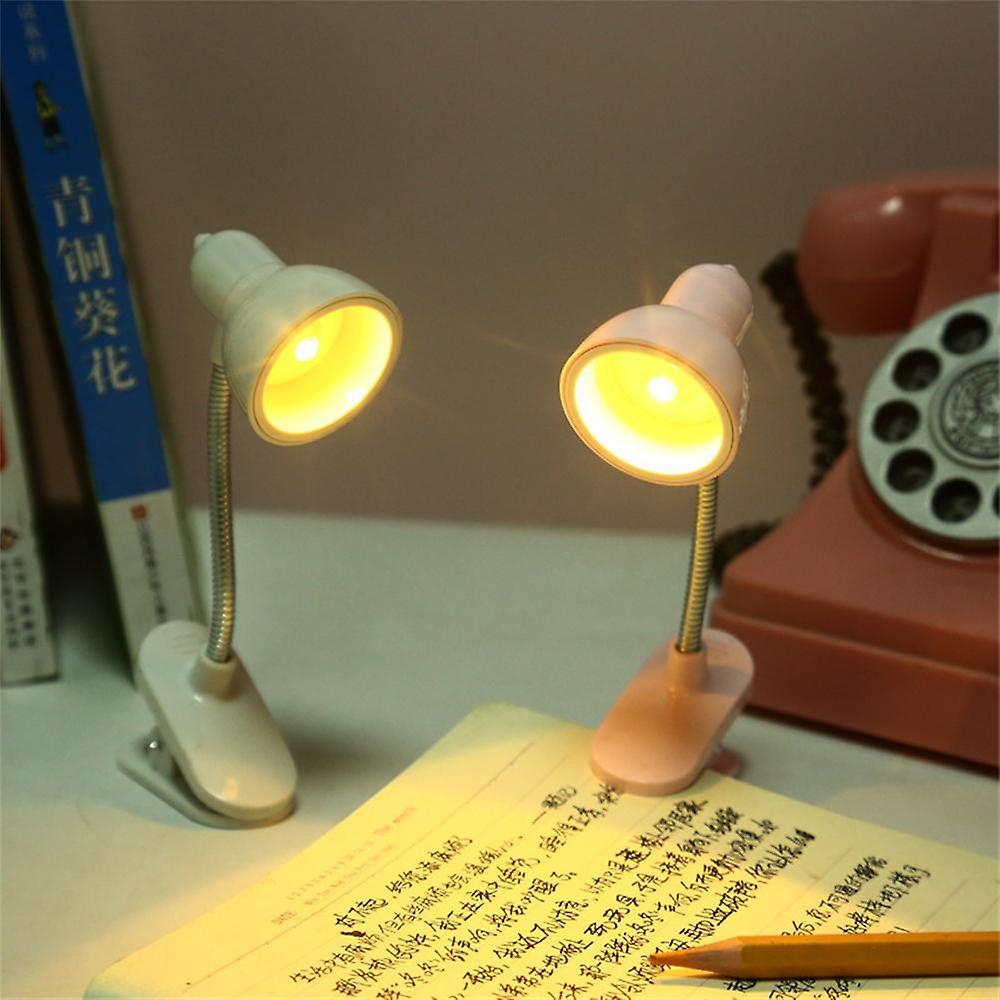 1pc Led Mini Book Light Reading Light  Mini Clip-on Study Desk Lamp Battery Powered Flexible