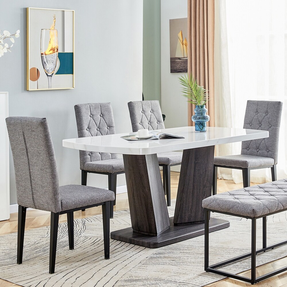 Modern 6 Piece Dining Sets with 63\