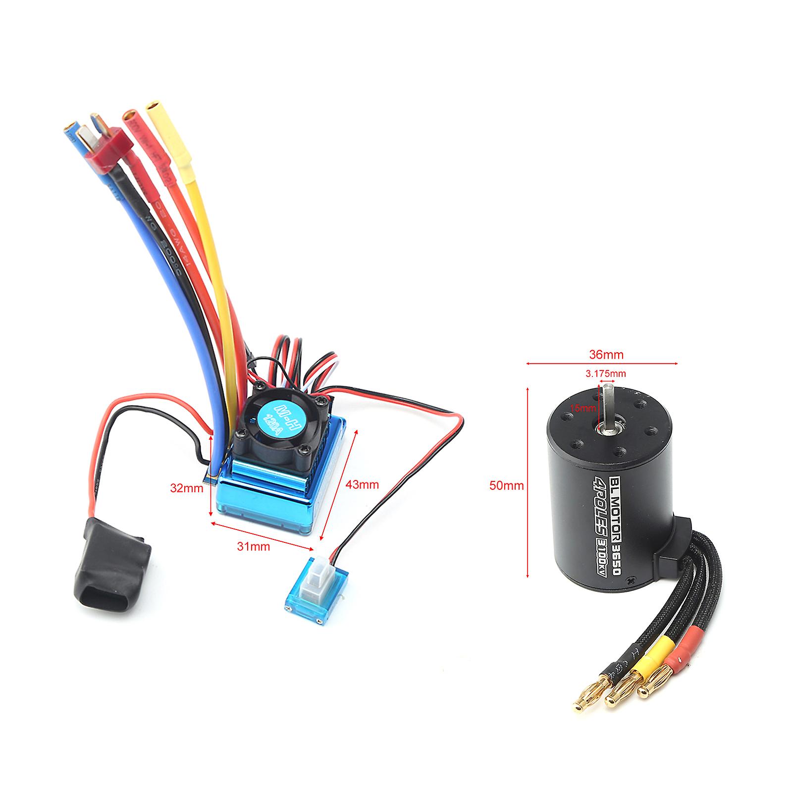 3650 Brushless Motor 3100kv With 120a Brushless Esc For 1/8 1/10 Rc Car Rc Boat Part No.245789