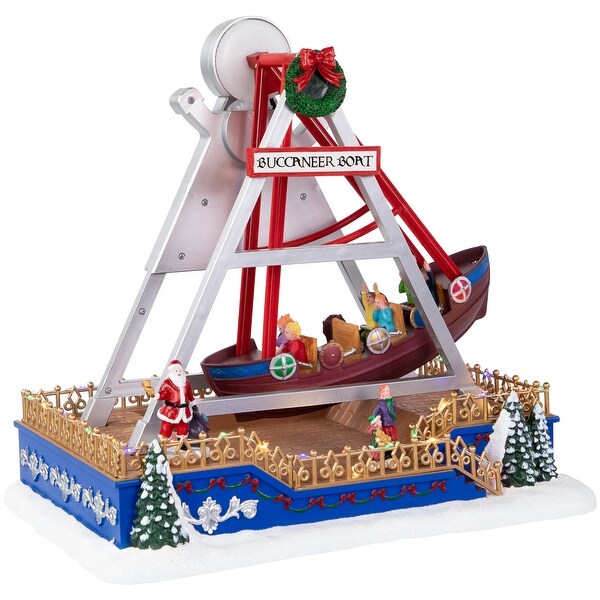 LED Animated and Musical Carnival Buccaneer Boat Ride Christmas Village Display