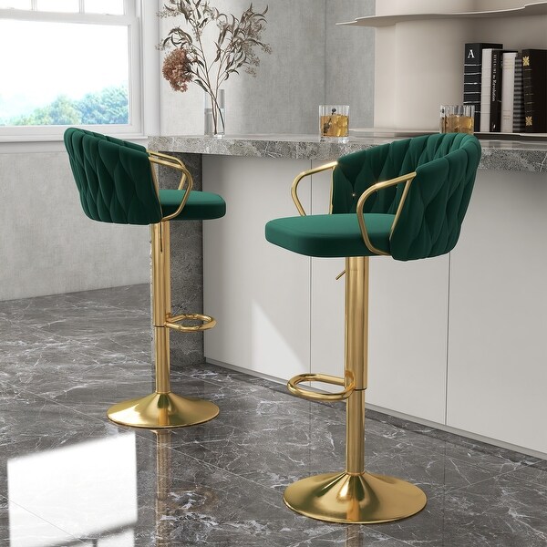 2 Set Counter Height Velvet Bar Stools