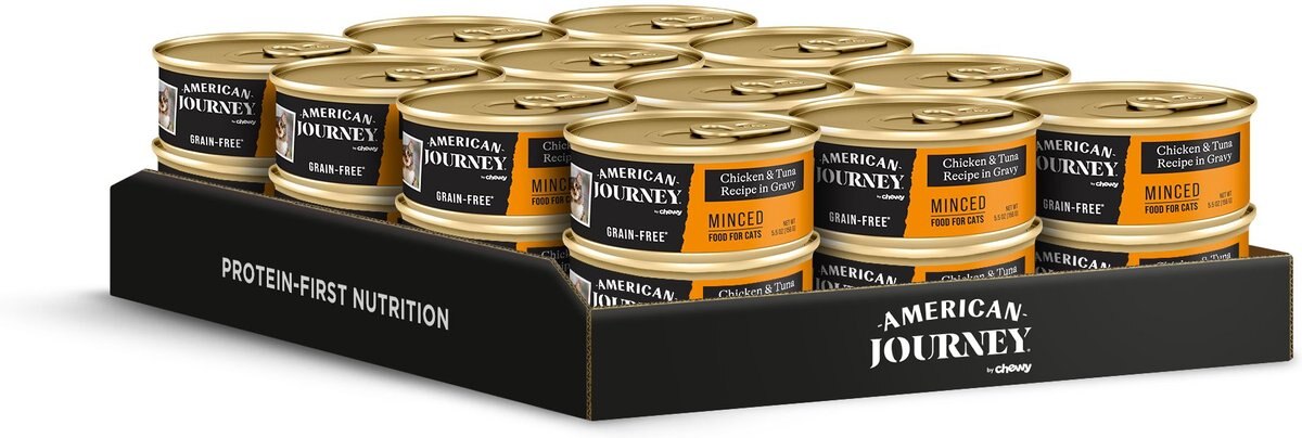 American Journey Minced Chicken and Tuna Recipe in Gravy Grain-Free Canned Cat Food