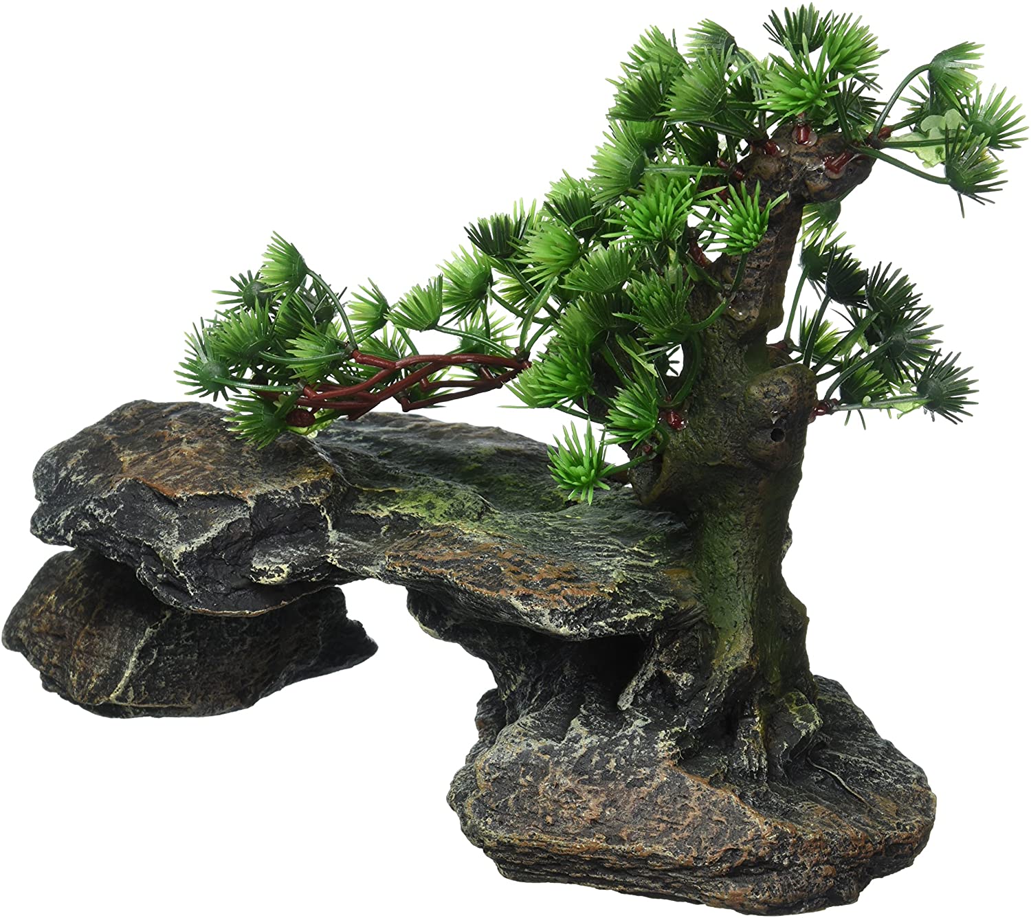 Penn-Plax Deco-Replicas Bonsai Tree on Rocks Aquarium Decoration – Safe for Freshwater and Saltwater Fish Tanks – 9” Height