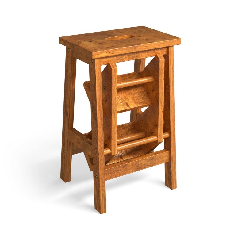 3 in 1 Rubber Wood Step Stool with Convenient Handle   22\