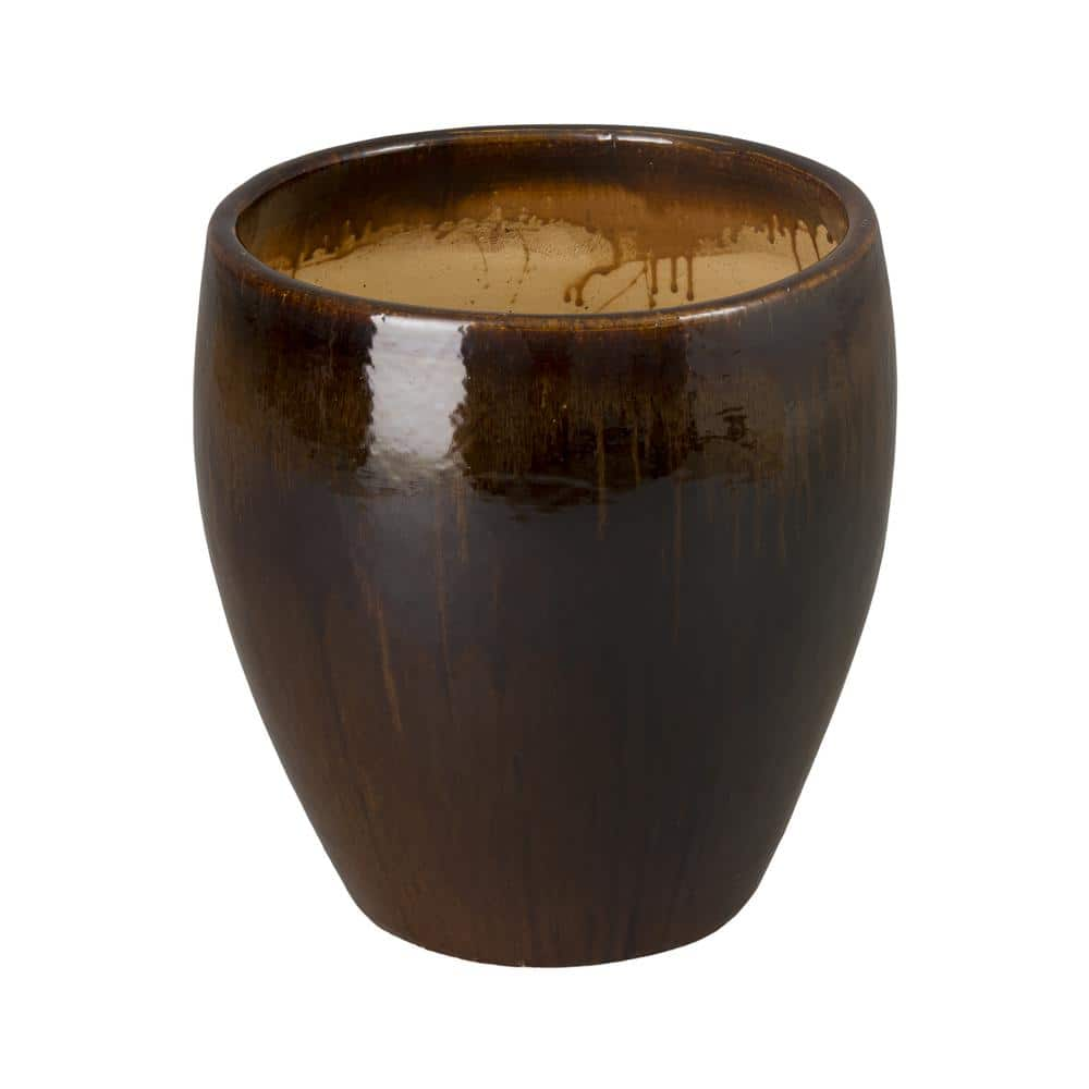 Emissary 18.5 in. L x 19 in. H Java Ceramic Round Planter with High-fire treatment 09764JV-3