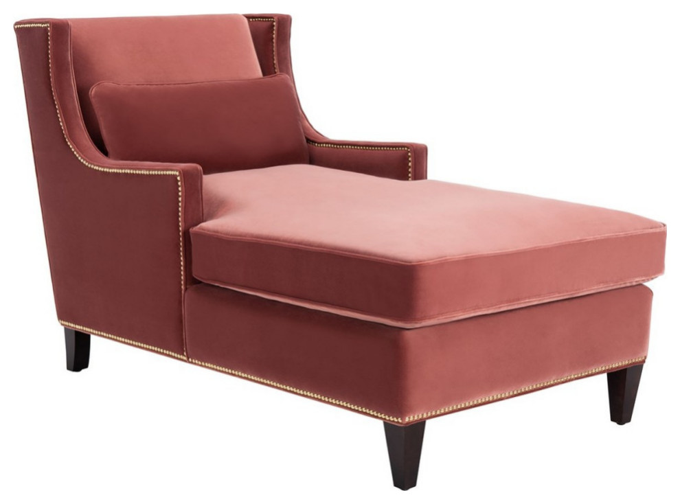 Carolann Studded Chaise  Dark Rose Pink   Contemporary   Indoor Chaise Lounge Chairs   by Rustic Home Furniture Deco  Houzz