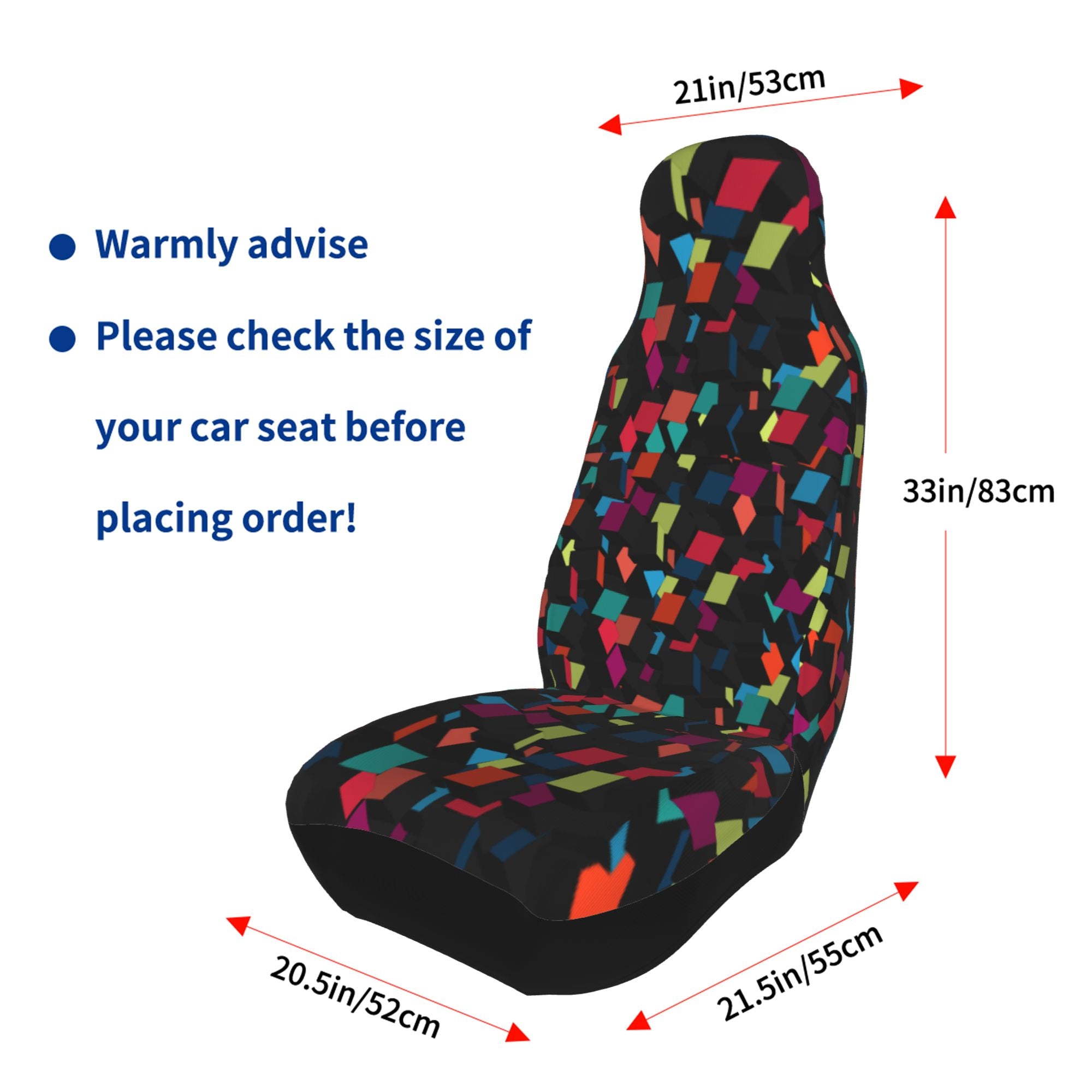 ZICANCN Car Seat Cover Abstract 3d Cube Car Front Seat Covers Protectors ， Automotive Seat Covers for Cars Trucks Suv