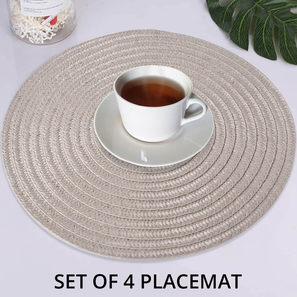 Set of 4 Polypropylene Polyester Placemat Handmade Anti Slip Durable