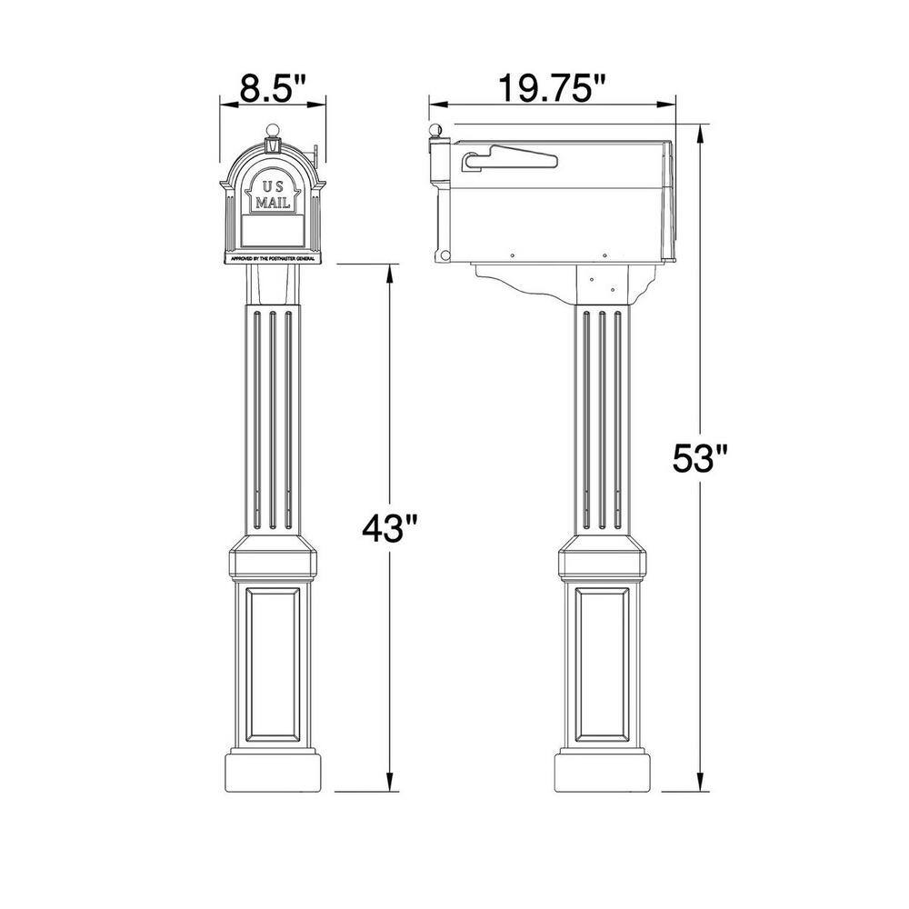 Postal PRO Craftsman Mailbox and Post Kit White PP3400WHM