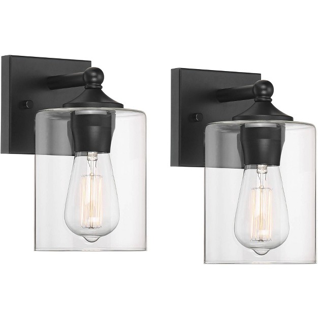 High Black And Glass Wall Sconce Set Of 2