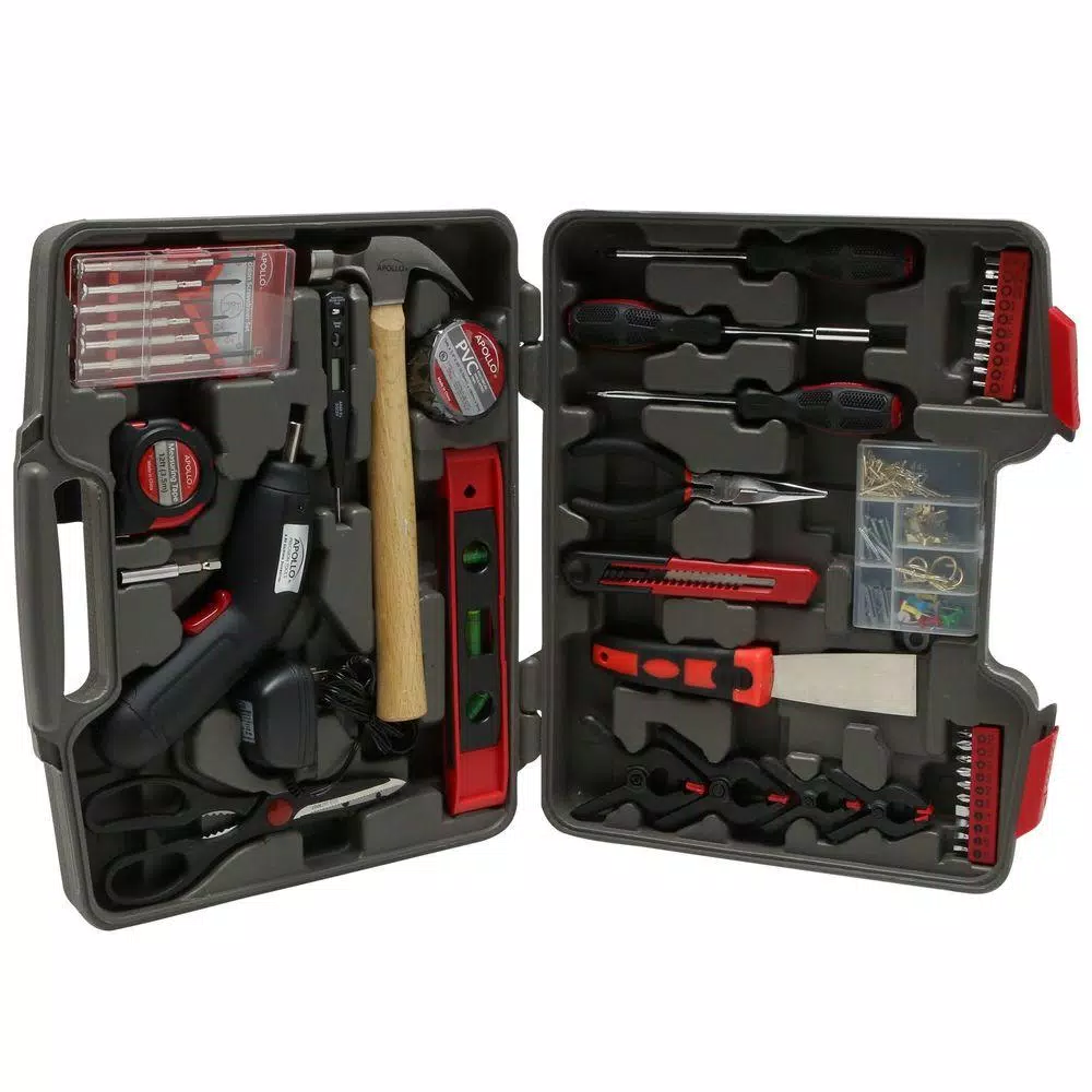 Apollo Home Tool Kit with 4.8-Volt Cordless Screwdriver (144-Piece) and#8211; XDC Depot