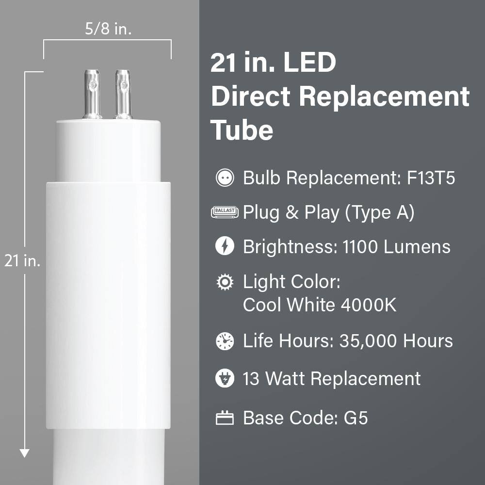 Feit Electric 12-Watt 21 in. T5 G5 Type A Plug and Play Linear LED Tube Light Bulb Cool White 4000K (24-Pack) T521840LED24