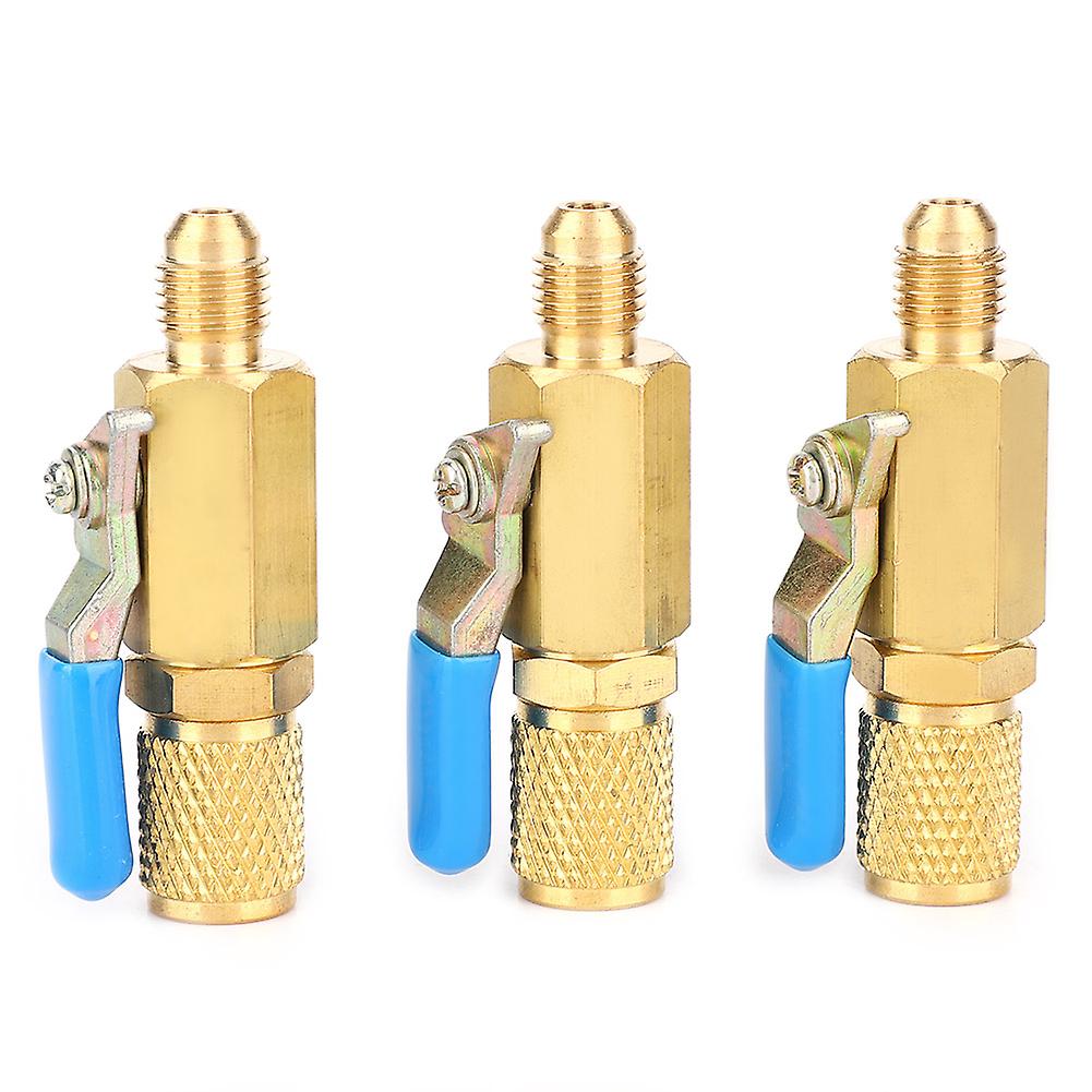 3 Pcs Ball Valve R12/r134/ar410 Refrigerant Ball Valve Adapter Switch For 1/4sae Male-female1/4'' Bv1414fm