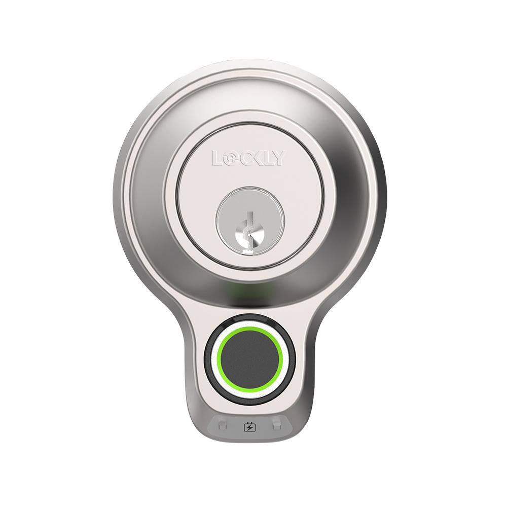 Lockly Flex Touch Satin Nickel Single-Cylinder Bluetooth Mobile App Controlled Deadbolt Lock with Biometric 3D Fingerprint PGD7YSN