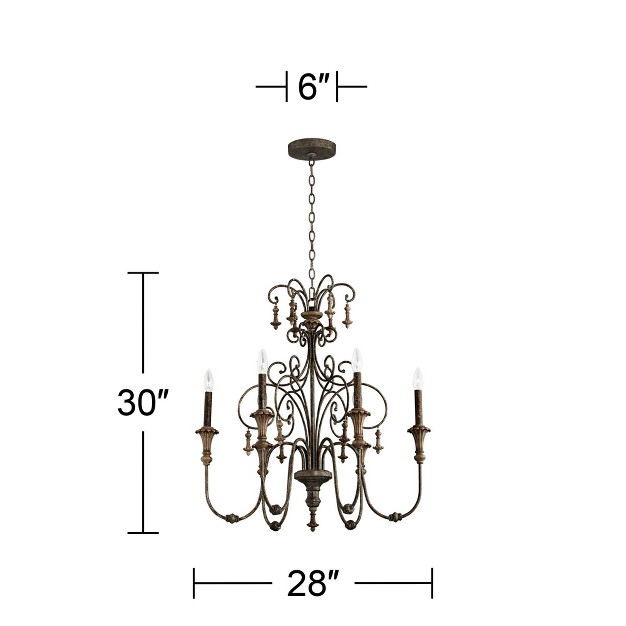 Wide French Country Cottage Scrolled Tiers 6 light Fixture For Dining Room Kitchen Island