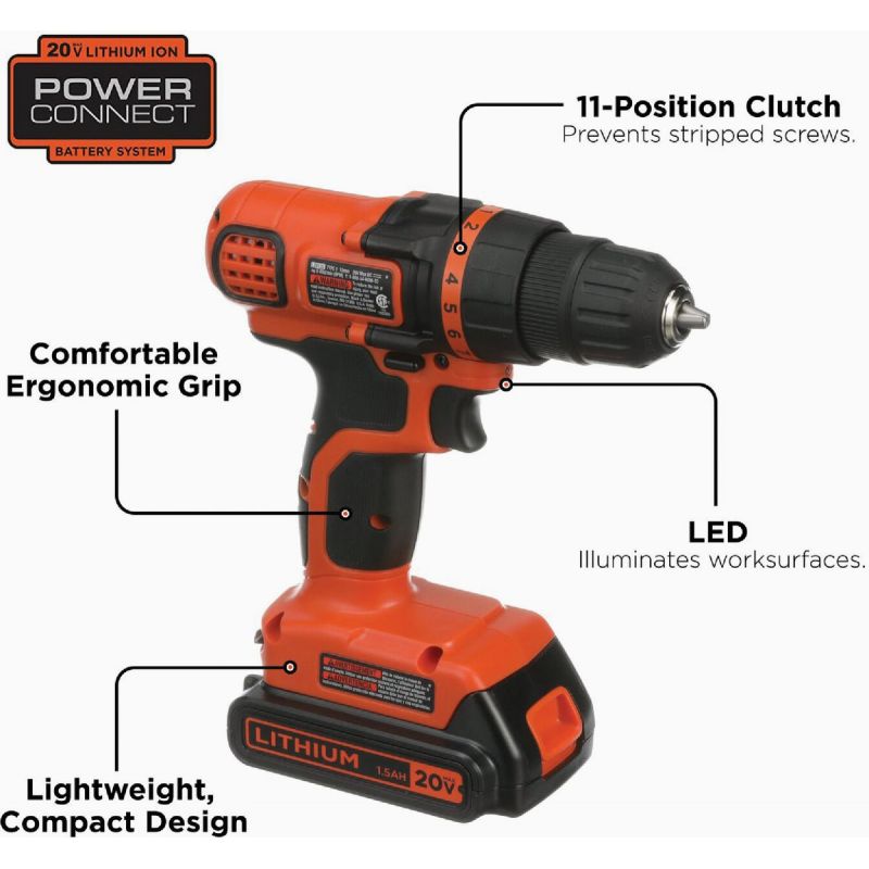 Blackamp Decker 20V MAX Lithium-Ion Cordless Drill 68-Piece Project Kit