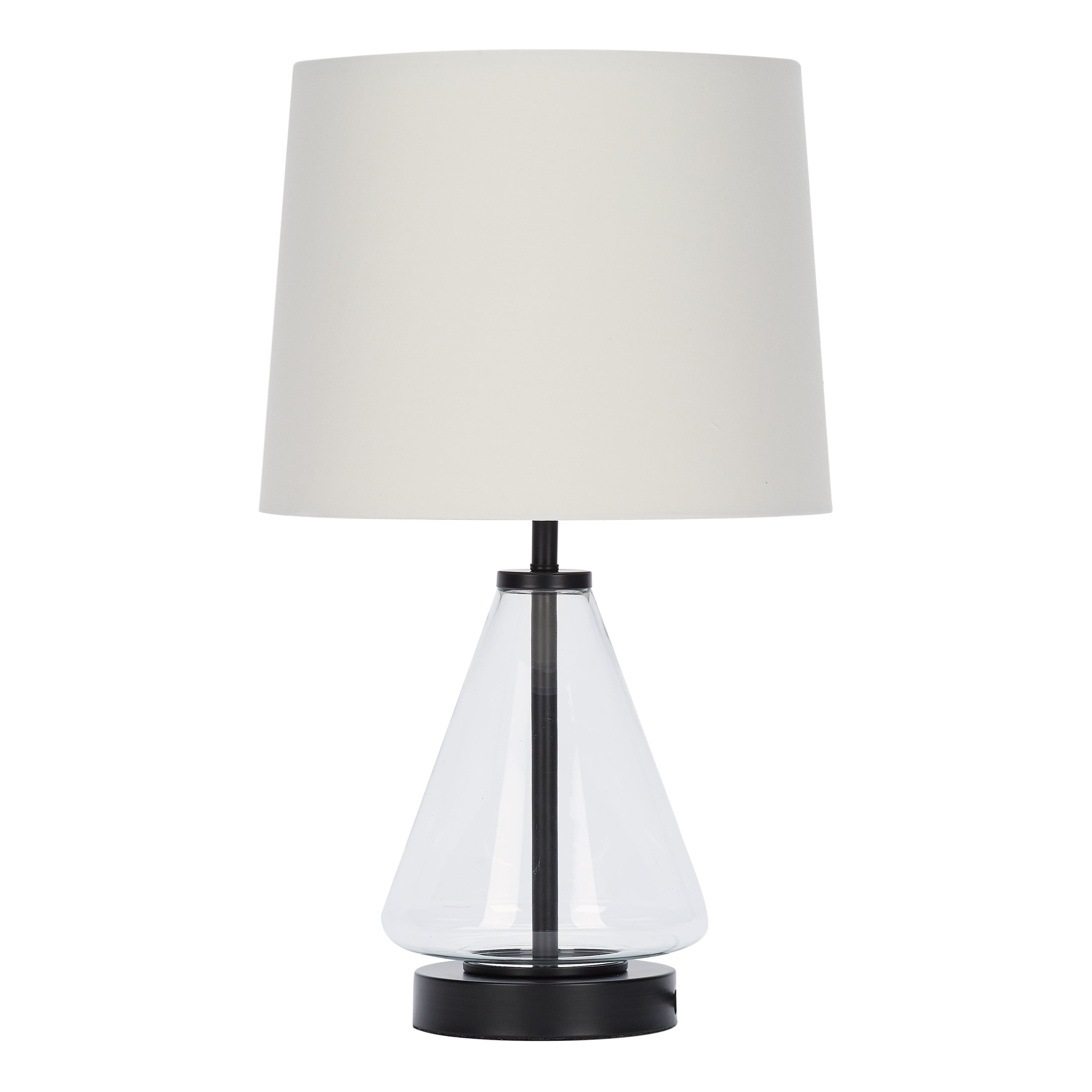 Better Homes & Gardens Glass with Black Base Table Lamp, 18