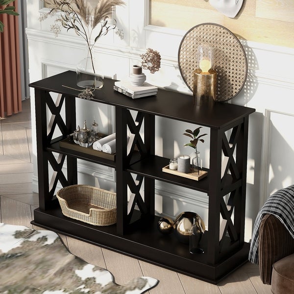 Console Table with 3-Tier Open Storage Spaces and 