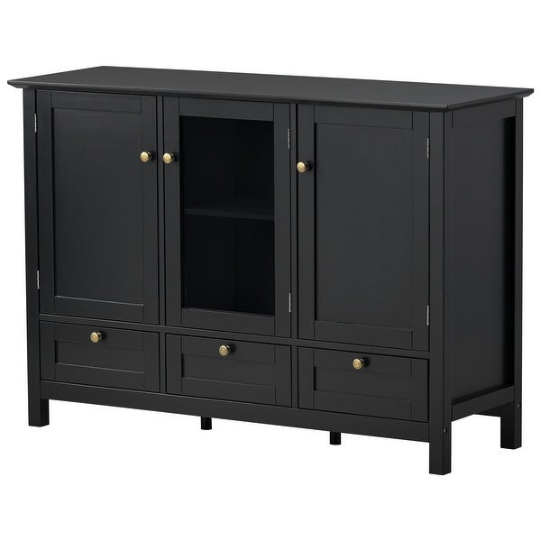 Modern Console Table With 2 Doors，3 Drawers