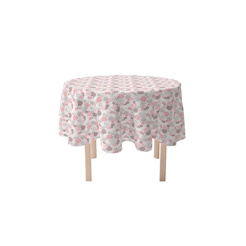 Round Tablecloth， 100% Polyester， 70 Round， Decorated in Pink Dots