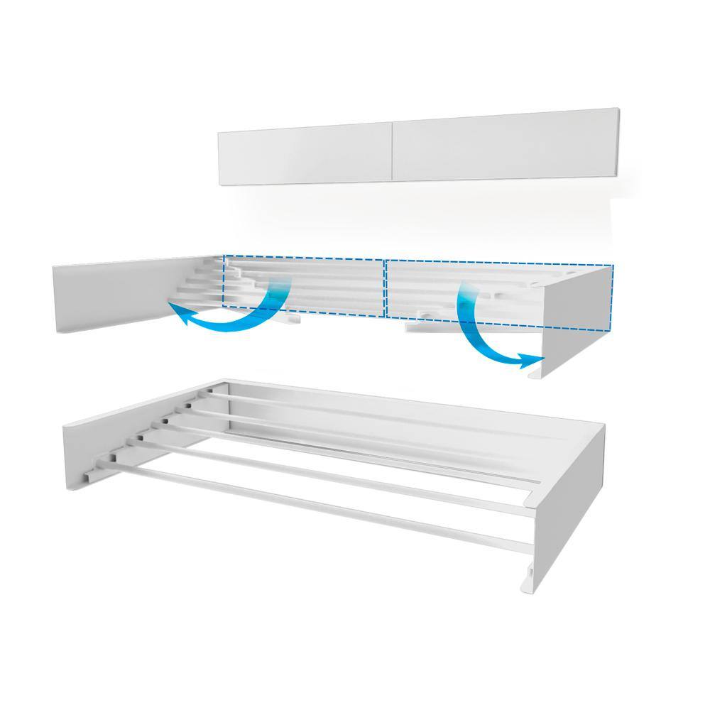 STEP UP 27.5 in. x 3.9 in. White Wall Mount Retractable IndoorOutdoor Laundry Garment Rack Rack28White