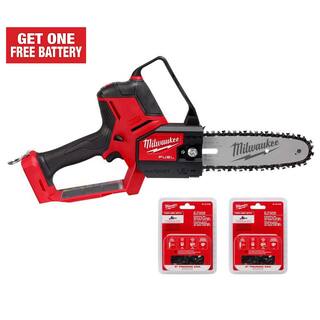 MW M18 FUEL 8 in. 18V Lithium-Ion Brushless Electric Battery Chainsaw 8 in. HATCHET Pruning Saw with Two 8 in. Saw Chain 3004-20-49-16-2750-49-16-2750