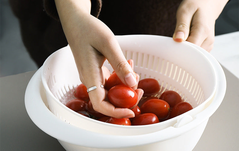 Kitchen Silicone Double Drain Basket Bowl