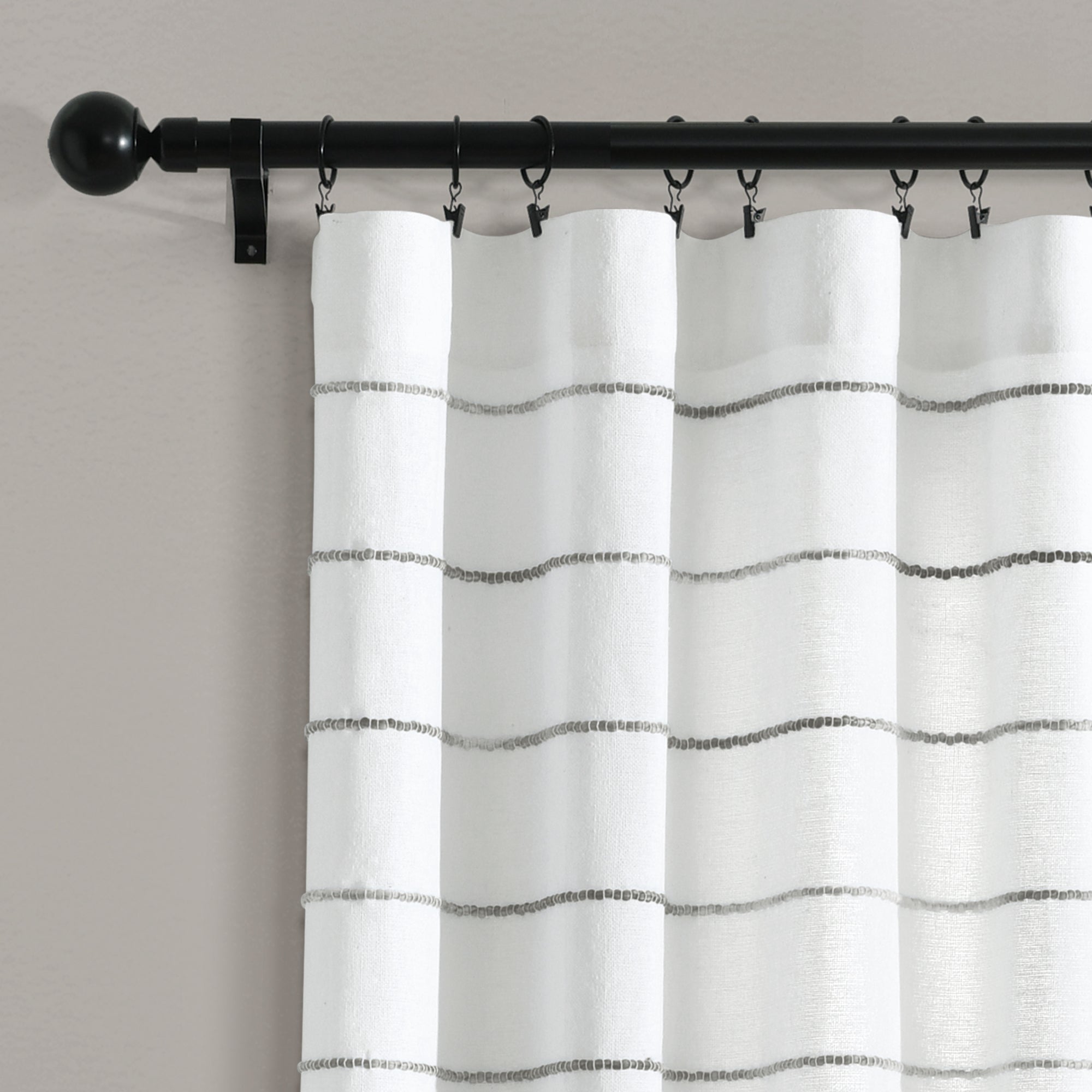 Lush Decor Ombre Stripe Woven 84" x 40" Stripe Gray 80% Cotton, 20% 3" Rod Pocket Pair Window Panel Curtain