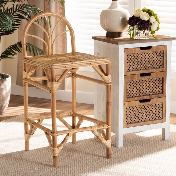 Seville Modern and Contemporary Natural Finished Rattan Counter Stool