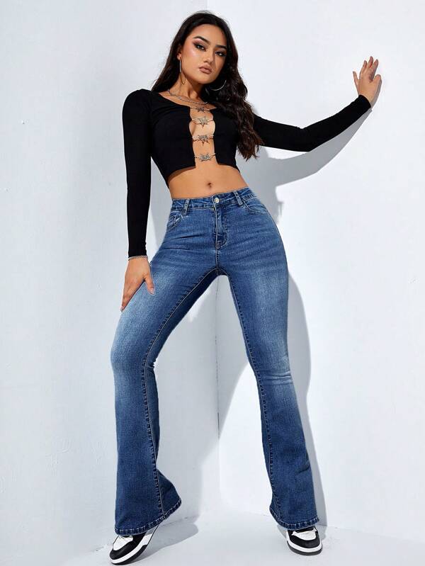 Slant Pocket Bootcut Leg Jeans