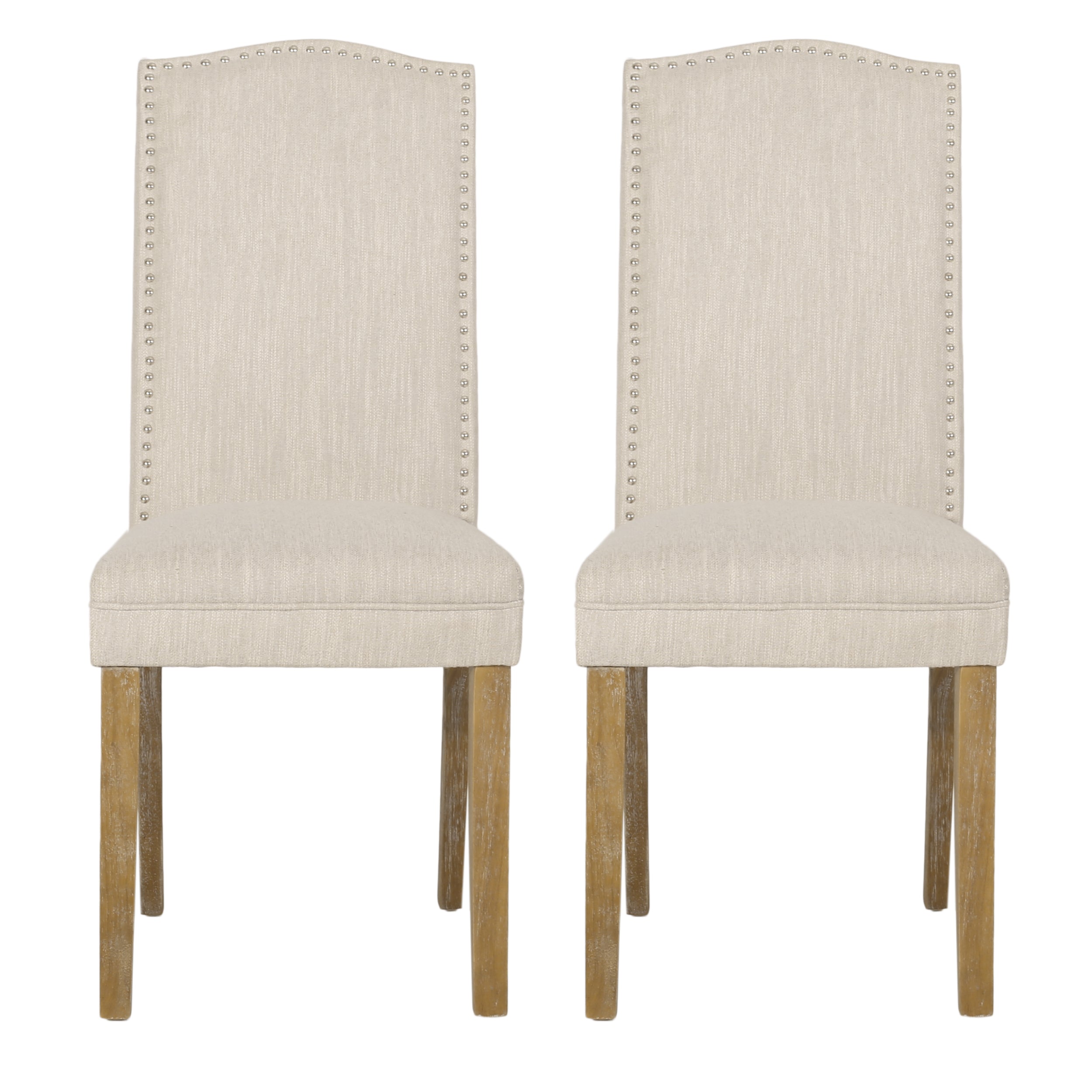 Geromin Contemporary Fabric Dining Chairs with Nailhead Trim, Set of 2