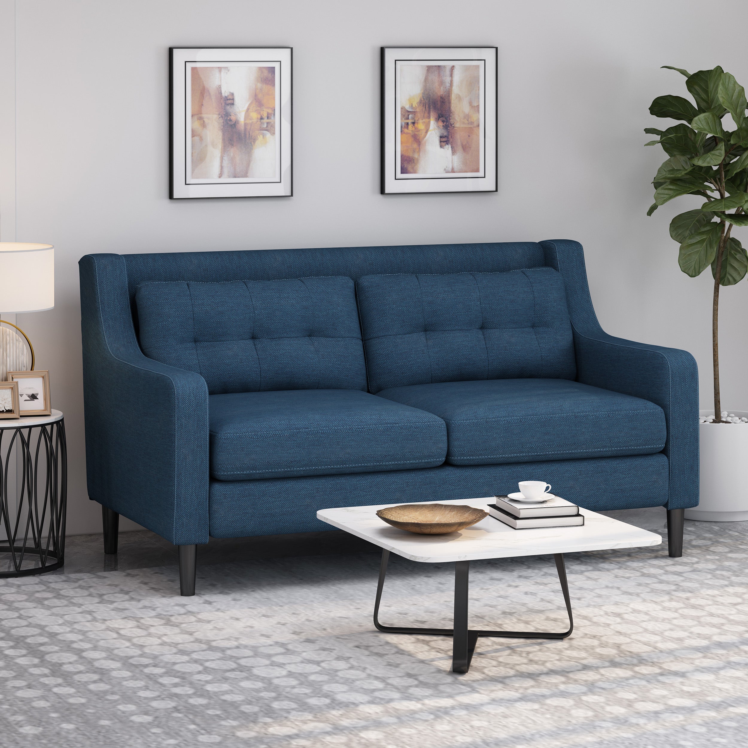 Anaysha Contemporary Fabric Loveseat