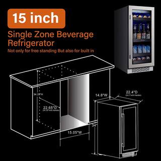 Ca'Lefort 15 in. 100 (12 oz.) Cans Beverage Cooler Refrigerator Soda Drink Mini Fridge Built-in or Freestanding Frost-Free CLF-BS15-HD