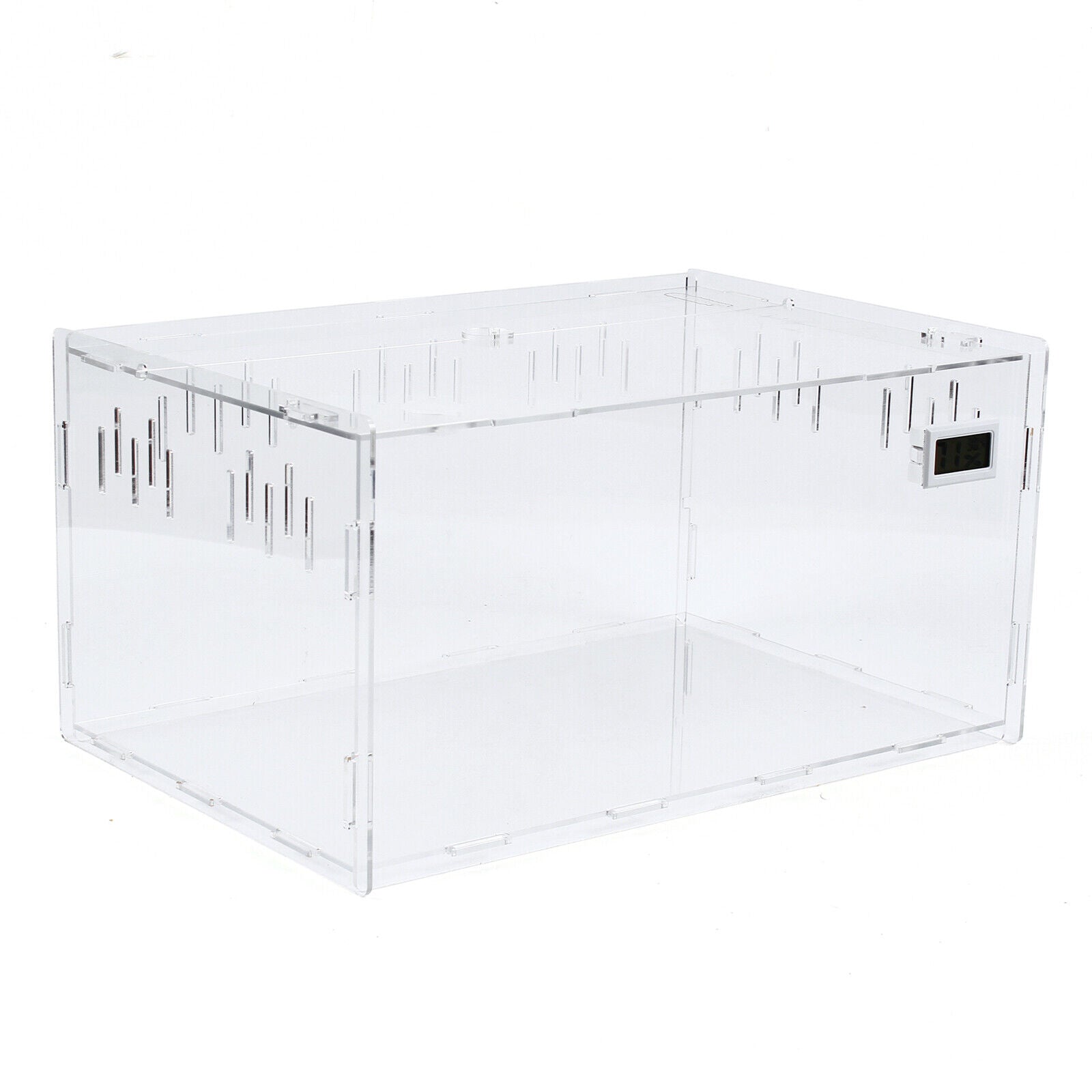 Fichiouy Reptile Breeding Box Acrylic Reptile Terrarium Climbing Pet Box with Thermometer Clear