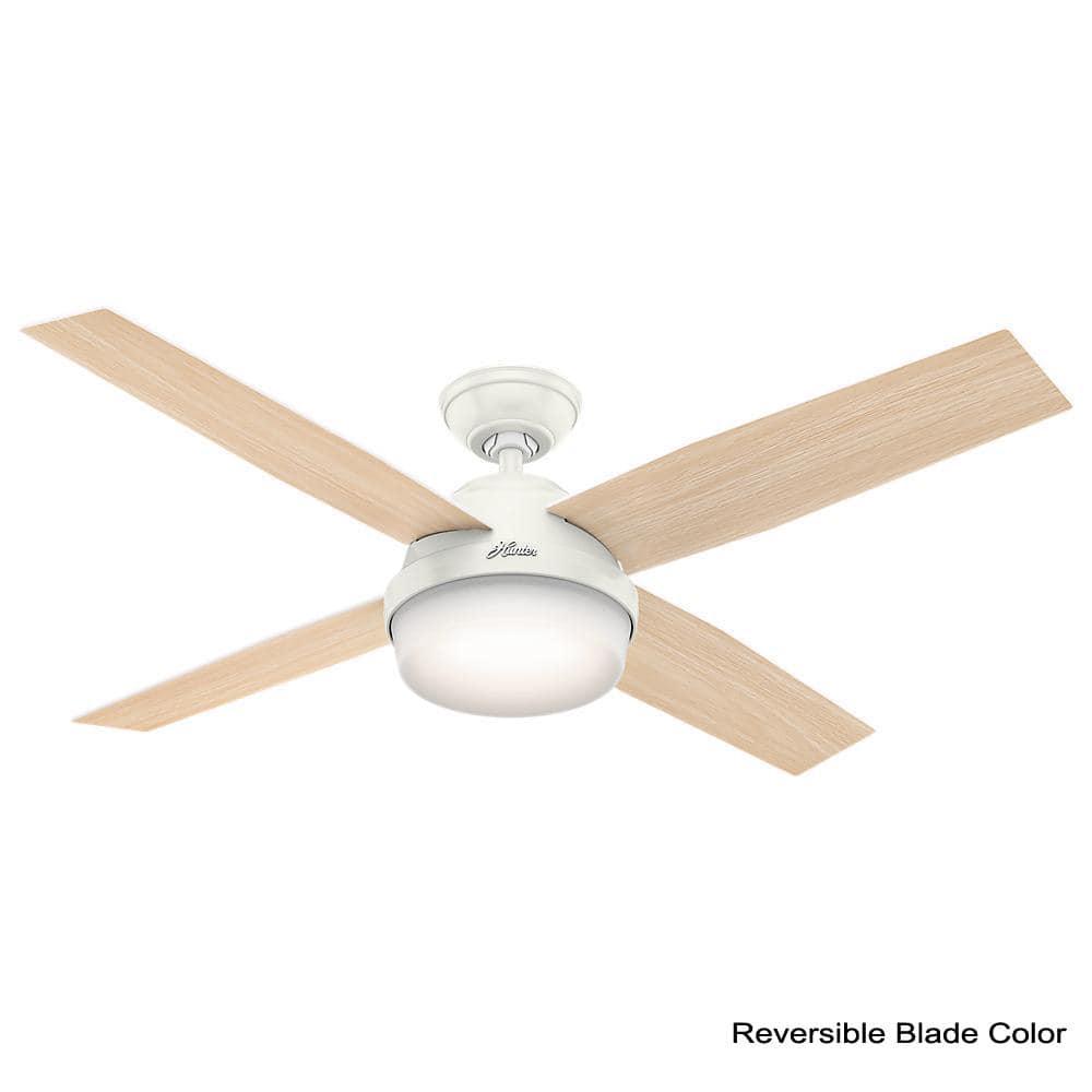 Hunter Dempsey 52 in LED IndoorOutdoor Fresh White Ceiling Fan with Light Kit and Remote