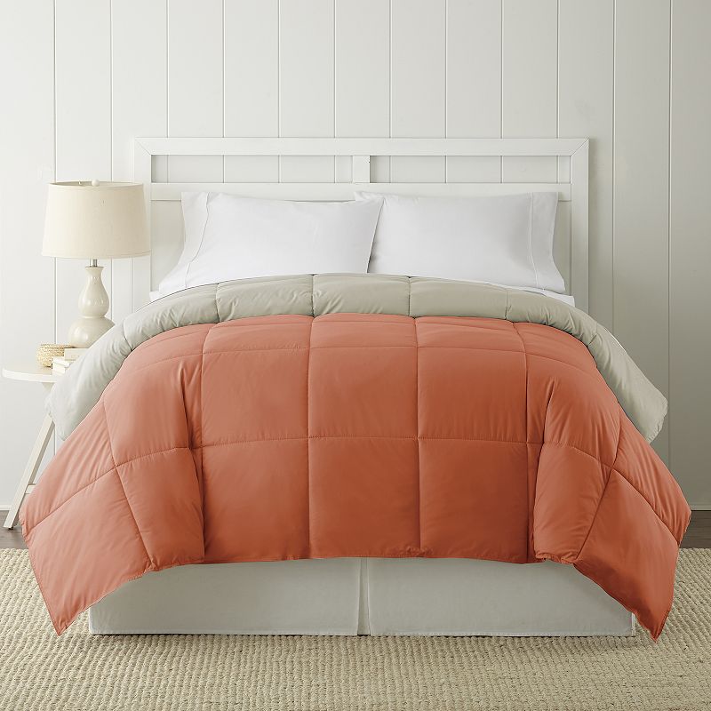 Solid Down-Alternative Reversible Comforter