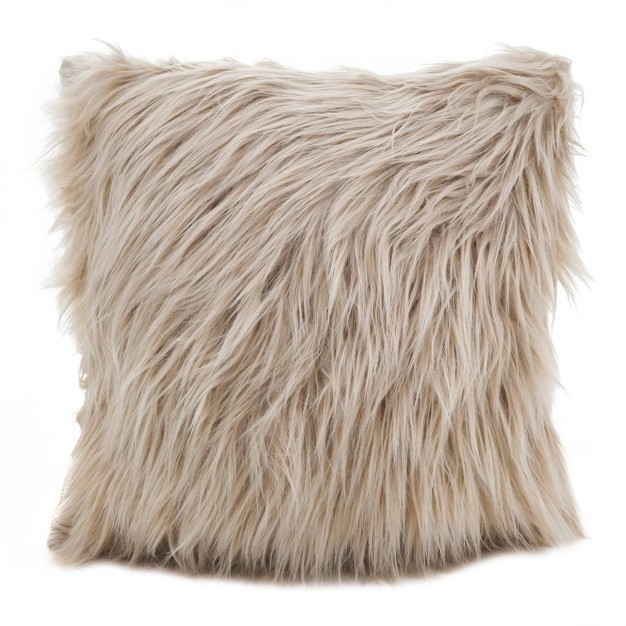 Poly Filled Long Hair Faux Fur Square Throw Pillow Saro Lifestyle