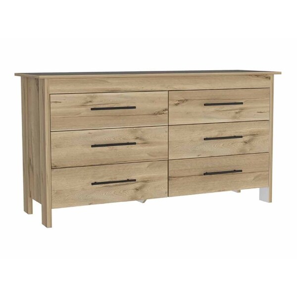 Classic Style 6-Drawer Rectangle Dresser for Bedroom， Superior Top， Modern Storage Dressers Organizer for Living Room - - 37828104