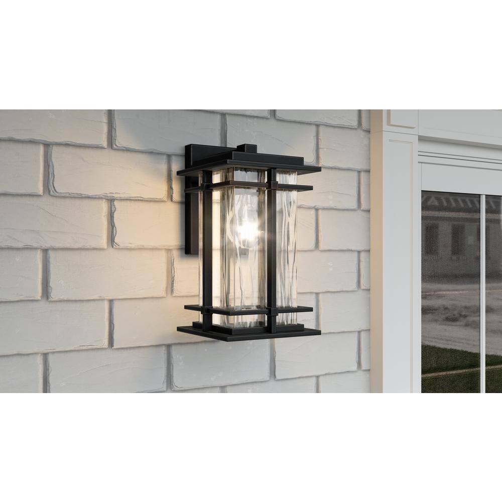 Quoizel McAlister 1-Light Earth Black Hardwired Outdoor Wall Lantern Sconce MCL8406EK