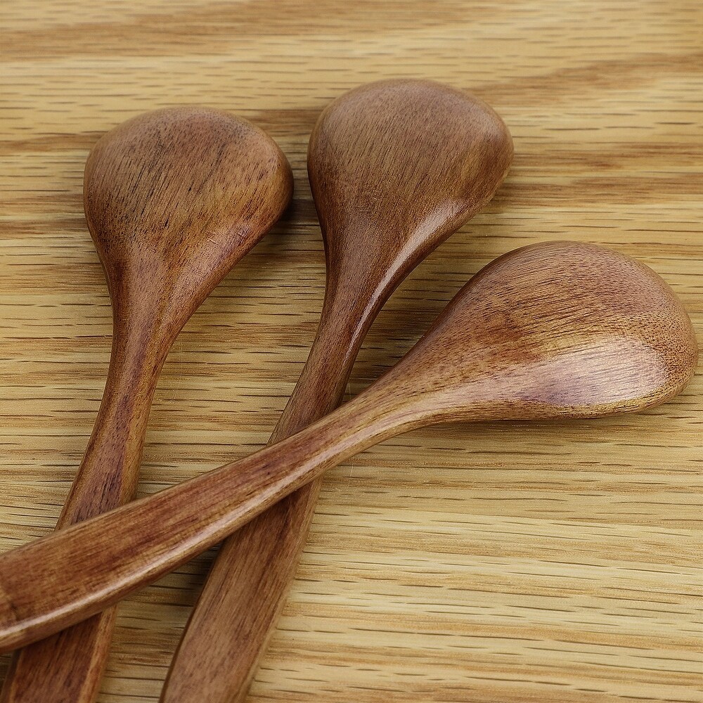 Wooden Spoons 6 Pcs Natural Grain Soup Spoon Salt Sugar Dining Spoons 5.4\