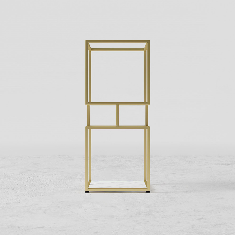 Modern Simple Gold Cube Bookcase with Metal Tower Display Tall Wooden Bookshelf   Contemporary   Bookcases   by Homary International Limited  Houzz