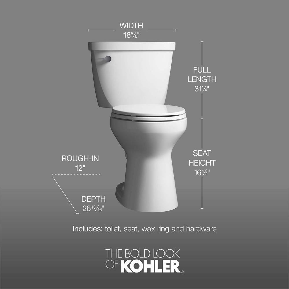 KOHLER Cimarron Rev 360 2-Piece 1.28 GPF Single Flush Round-Front Complete Solution Toilet in White Seat Included (9-Pack) K-31668-9-0