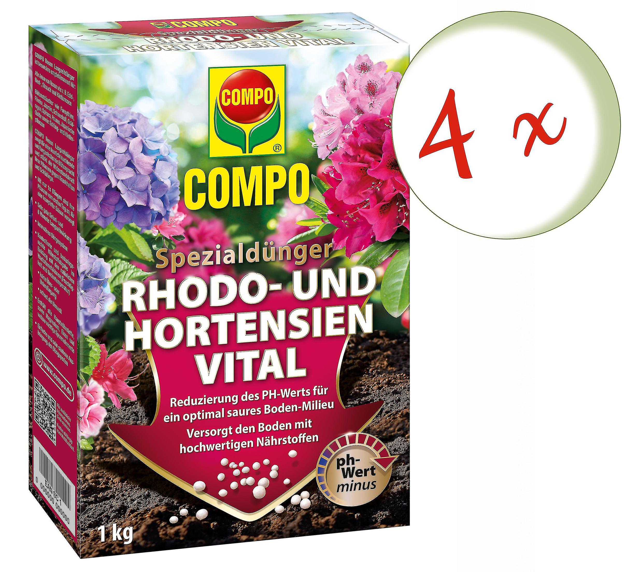 4 x COMPO Rhodo- and Hydrangeas Vital， 1 kg