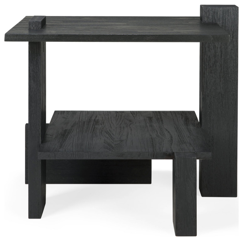 Black Teak Architectural Side Table  OROA Abstract   Transitional   Side Tables And End Tables   by Oroa   Distinctive Furniture  Houzz