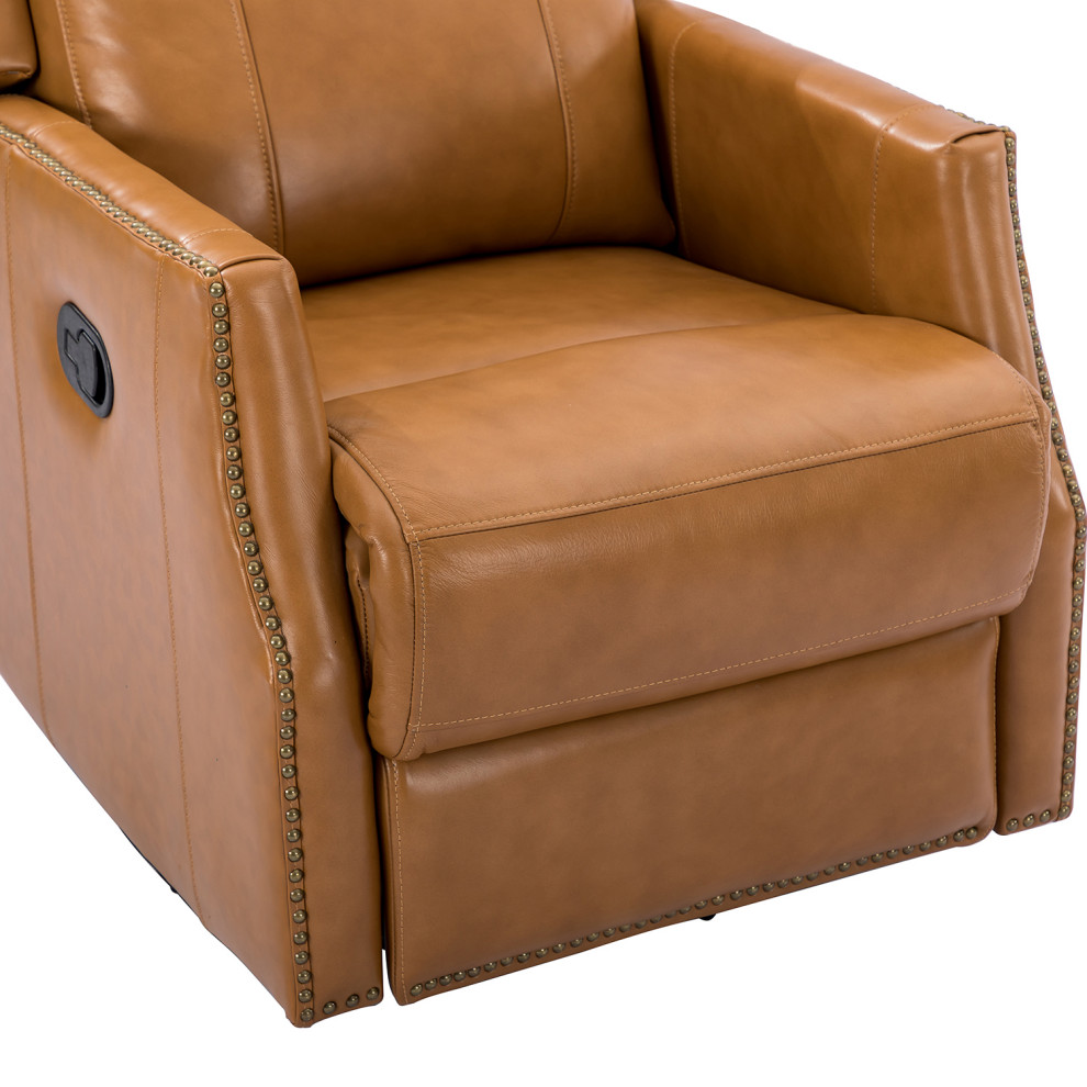 Genuine Leather Manual Swivel Recliner  Set of 2   Transitional   Recliner Chairs   by Karat Home  Houzz