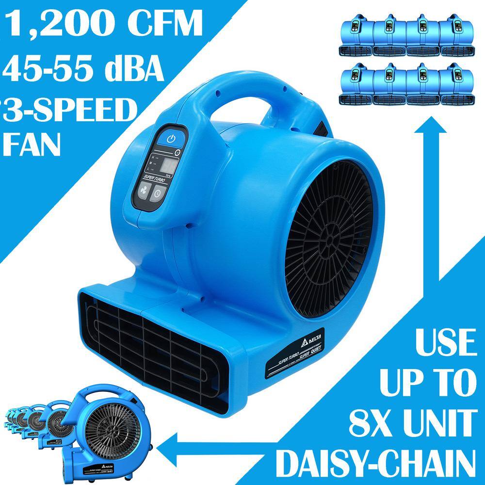 Delta Breez 1200 CFM 8.5 in. 3-Speed Blower Fan in Blue 55 dBA 8 Hour Timer 8-Unit Daisy Chain VCBAMR1200