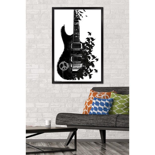 Trends International Peace Guitar Made Of Crows Framed Wall Poster Prints