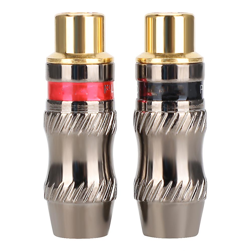 2pcs Zinc Alloy Gold Plated Rca Female Soldering Plug For Diy Audio Cable Extension Cable