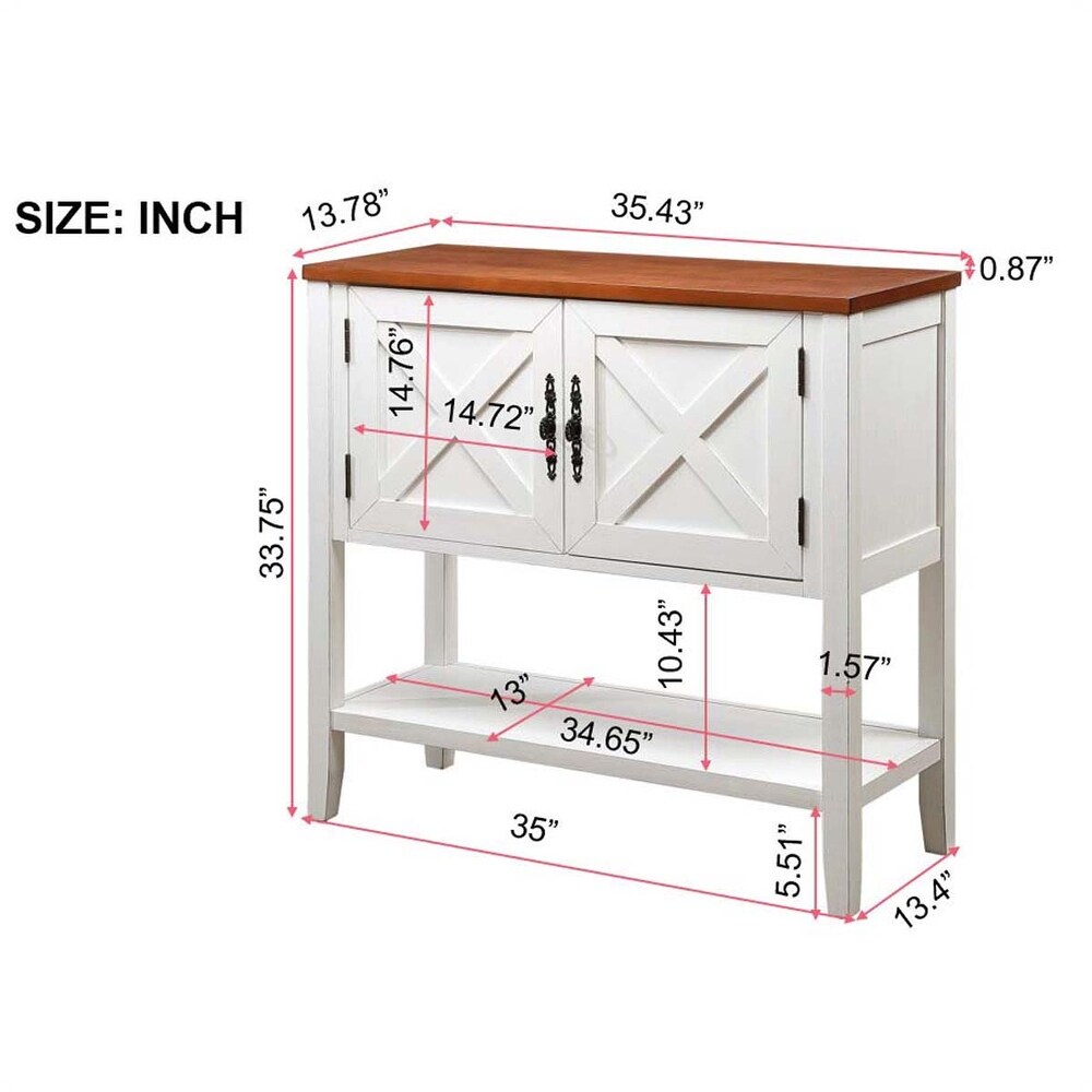 Console Table with Bottom Shelf and 2 Door Cabinet